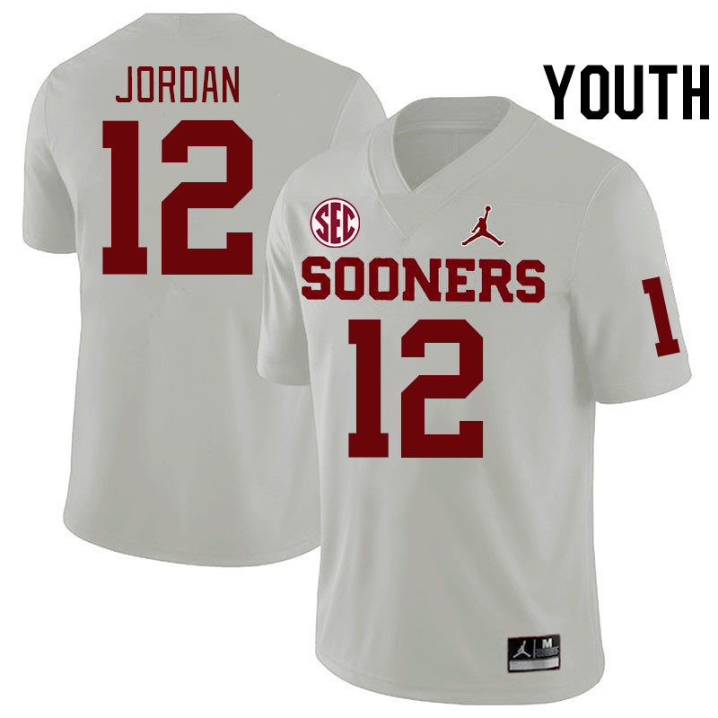 Youth #12 Devon Jordan Oklahoma Sooners 2024 SEC Conference College Football Jerseys-White